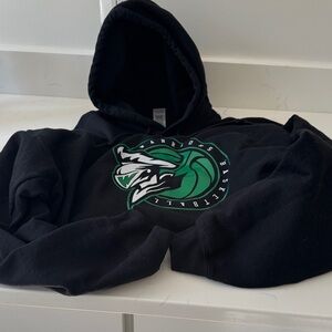Black Hoodie with Green and White Logo